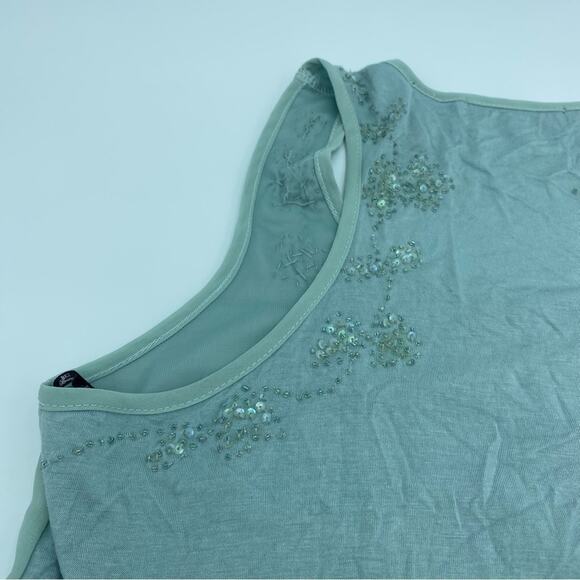 BKE  Tank Top Women's Small Seafoam Green Sequined & Beaded  Dressy - Picture 6 of 6